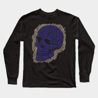 Purple Skull Made Up Of Lines Long Sleeve T-Shirt